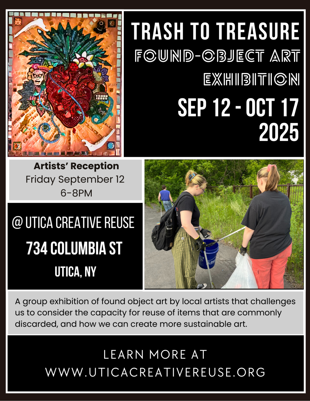 Trash to Treasure Found Object Art Exhibition Flyer
