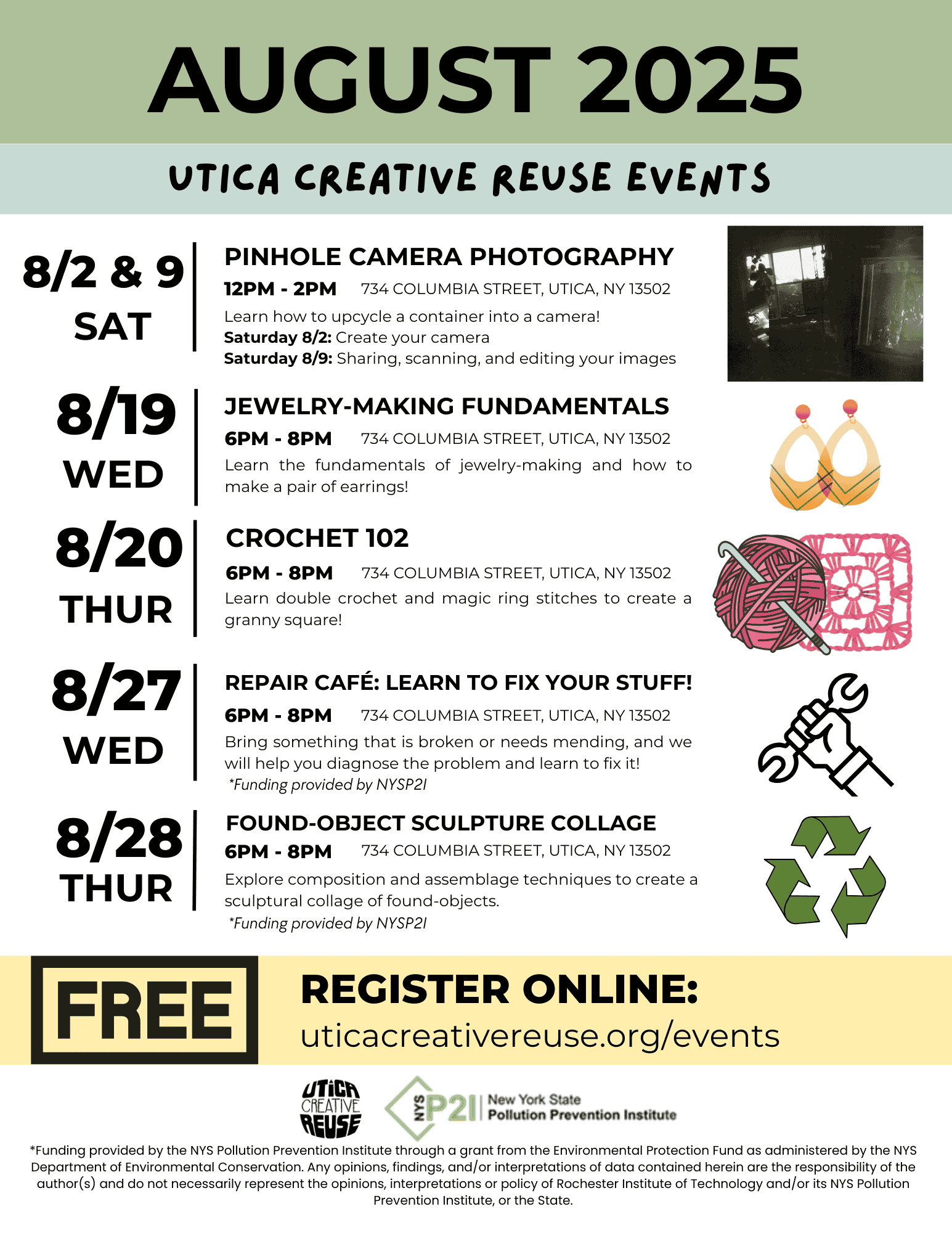 Utica Creative Reuse Events in August