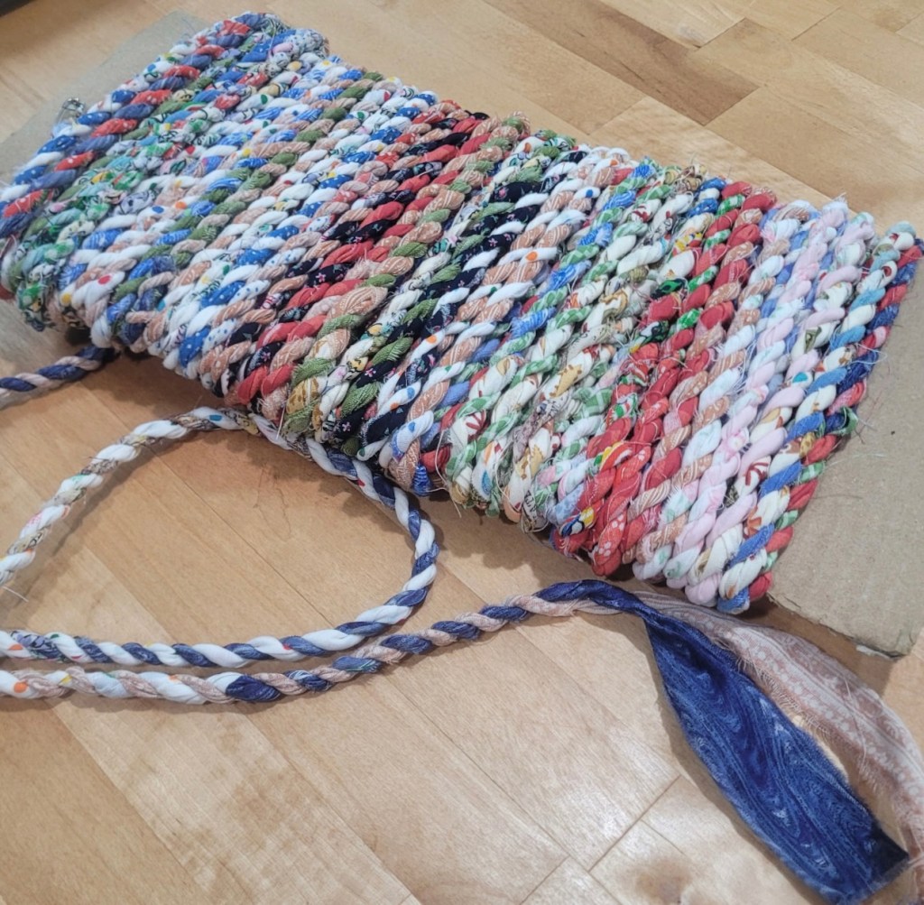 Fabric twine from fabric scraps