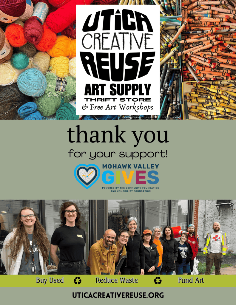 thank you for your support from Utica Creative Reuse