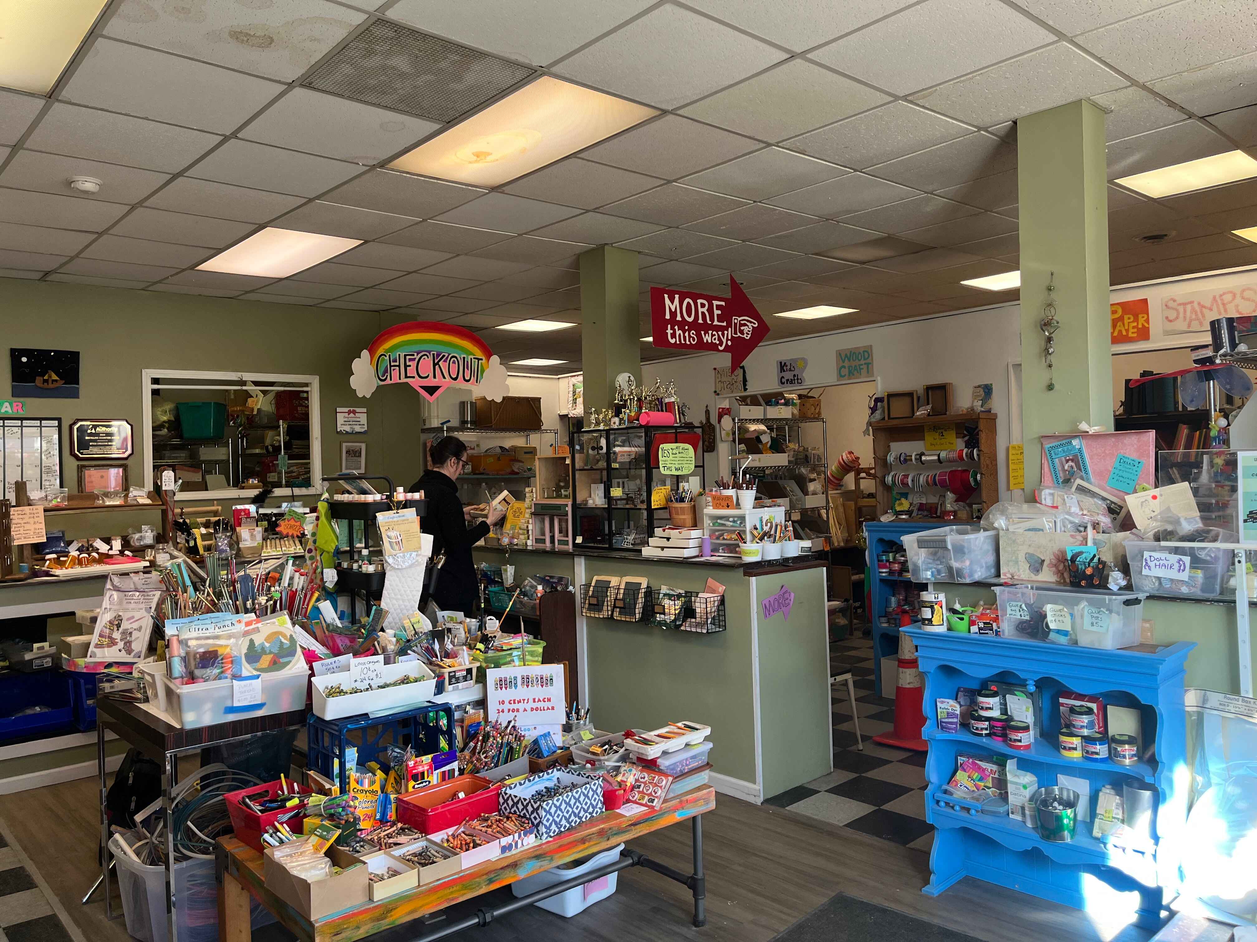 Crayons, paintings supplies, jewelry-making supplies, and more