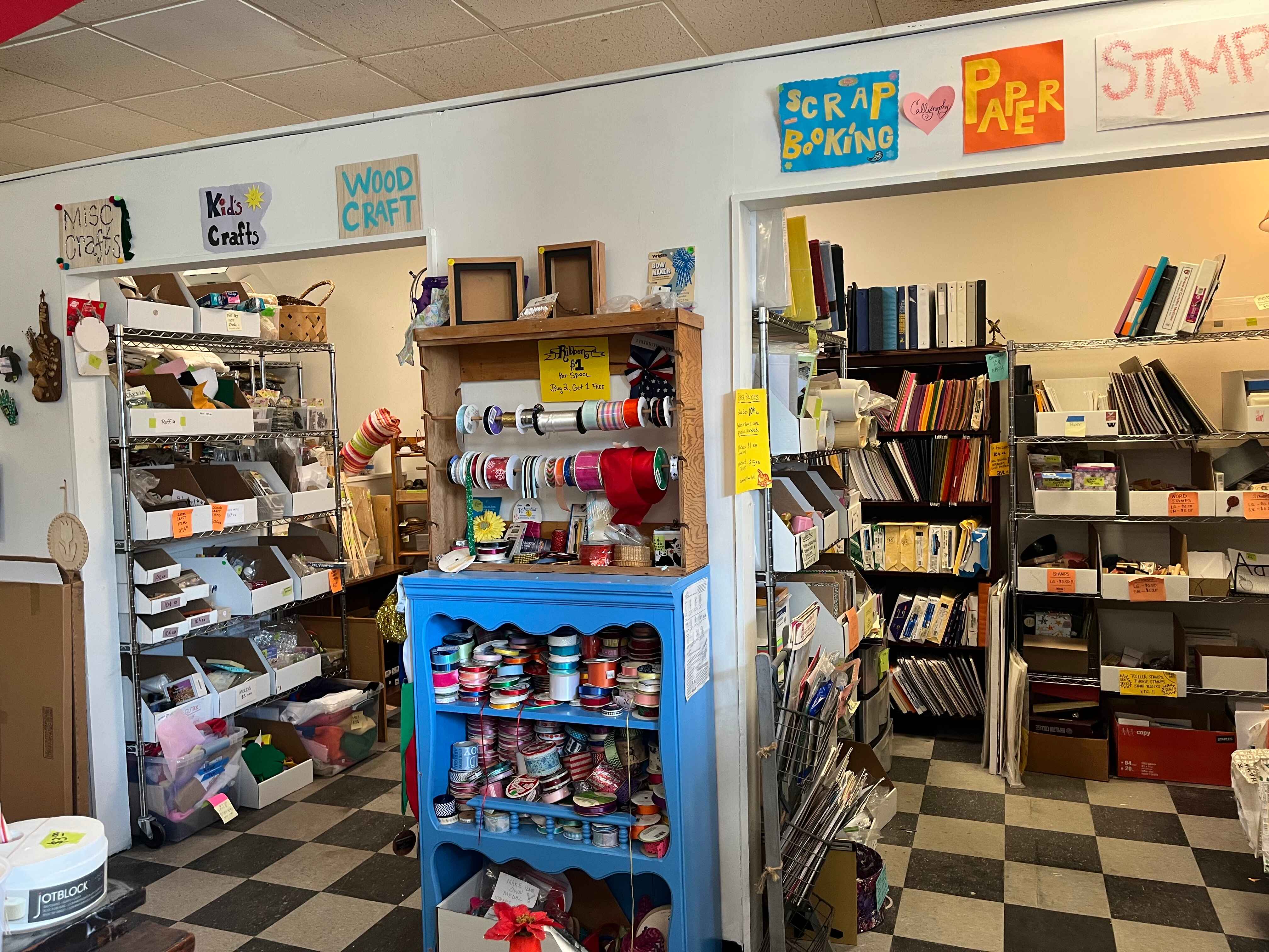 Ribbon, paper, office supplies, scrapbooking, woodcraft, kids' crafts & more!